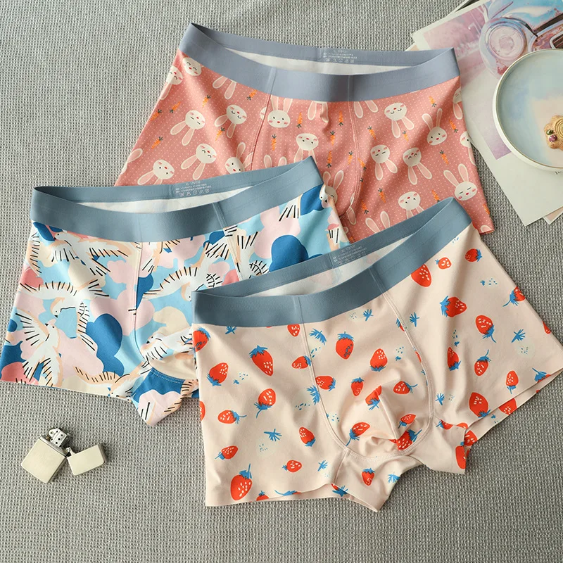 

3 pieces/lot Fashion cartoon print men boxer cotton modal comfortable male underwear