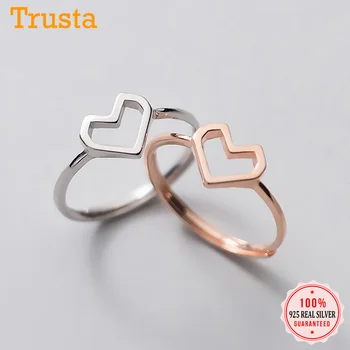

Trustdavis Authentic 925 Sterling Silver Charm Hollow Romantic Heart Opening Ring For Women Wedding Party Fine Jewelry DS1503