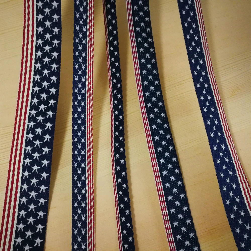 

1cm(0.4inches) wide 50 yards stars stripe jacquard webbing belt American flag jacquard polyester straps