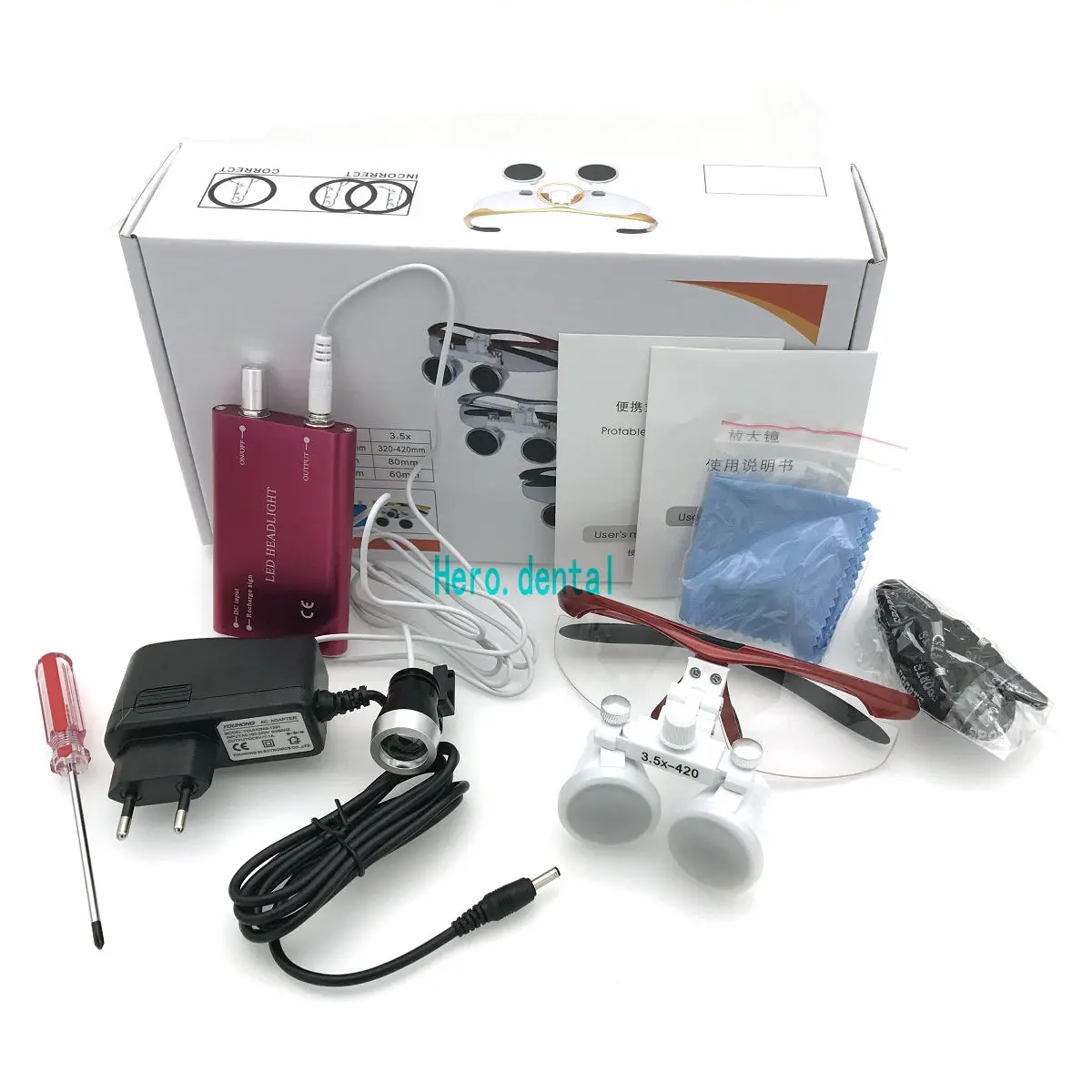Goedkoop Tandheelkundige Loepen 3.5X420 Mm Chirurgische Bril Met Led Head Light Lamp Ce Bewezen Dental Equipment Chirurgische Tandartsen Vergrootglas