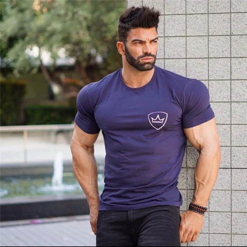 Camiseta de para hombre, ropa deportiva para gimnasio, tops de Fitness, Camiseta algodón con estampado de culturismo, Camiseta deportiva para hombre 2021|Camisetas para correr| - AliExpress