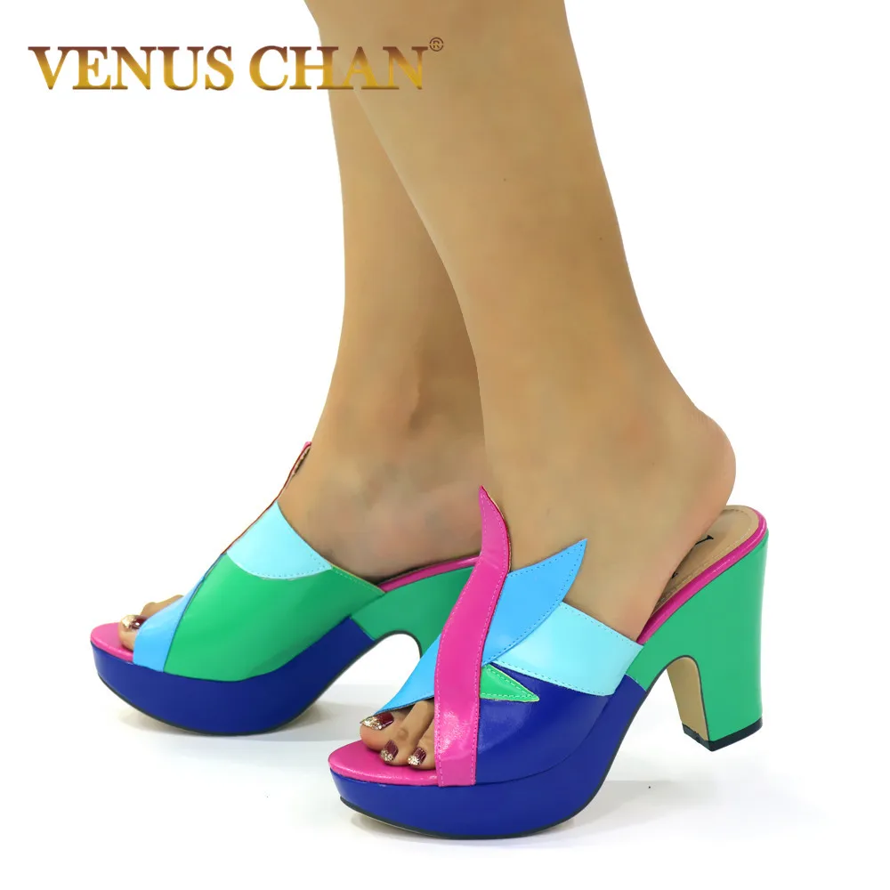 Summer Sandals Heeled Party-Dress Slippers Woman PU Thin Top-Brand Fashion High-Quality