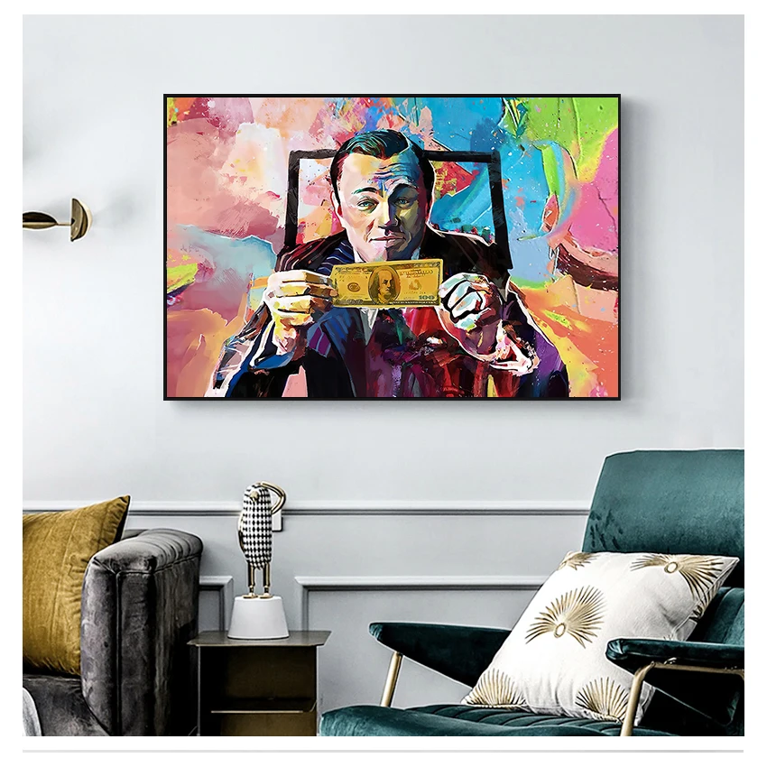 Dicaprio, Money Art, Money Talks, Wall Street Printed Painting On