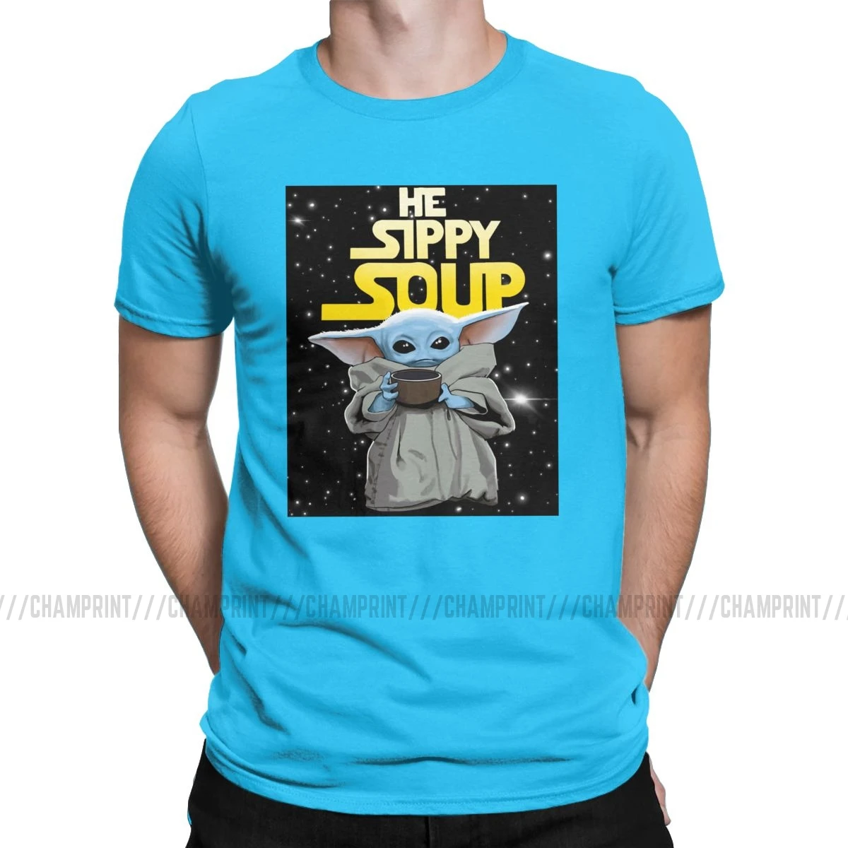 Детские футболки с надписью «Sippy His Soup» Новые мужские футболки с принтом «мандалориан», «йода», «Звездные войны», футболки с круглым вырезом, футболки с коротким рукавом, топы с принтом - Цвет: Королевский синий