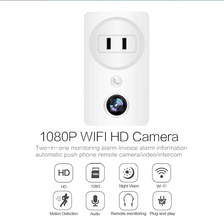 180 градусов панорамная wifi CCTV домашняя камера безопасности 1080P USB настенная розетка зарядное устройство адаптер камера с ИК/белыми светодиодами CCTV Cam