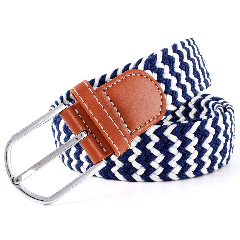 New Fashionable Wide Belt For Men Women Elastic Knitted Braid Jeans Dress Belt With Leather Metal Buckle Casual Belt For Unisex