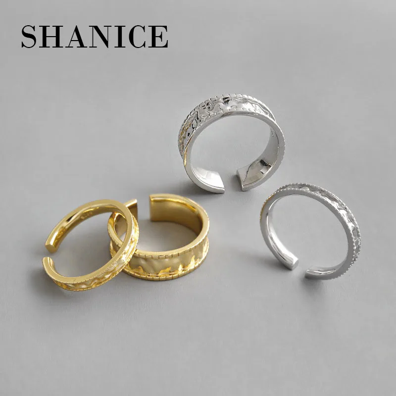 SHANICE, Стерлинговое Серебро 925 пробы, открытые кольца, INS, простое нишевое Золотое складное кольцо для женщин, серебряные ювелирные изделия, bague femme anel feminino