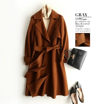 

Cashmere overcoat of 2019 long pure high-end casual double-sided wool overcoat women's windbreaker woolen overcoat