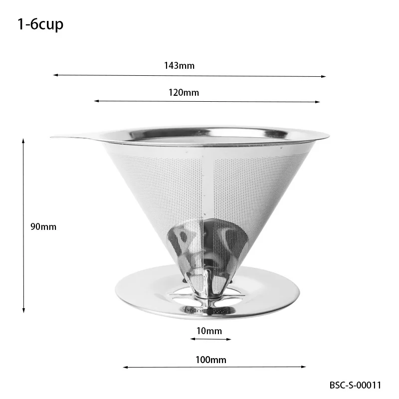 V60 1-8Cup фильтр для кофе из нержавеющей стали с бесплатным фильтром, бумажное основание фильтра, прочное, простое в использовании HG13851-HG13856