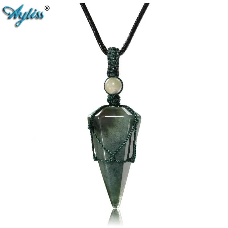 Indian agate Ayliss 6 граненный шестигранный остроконечный дюбинг подвеска-Маятник из хрусталя ожерелье натуральные лечебные камни рейки гадания Подвески чакры - Окраска металла: Indian agate
