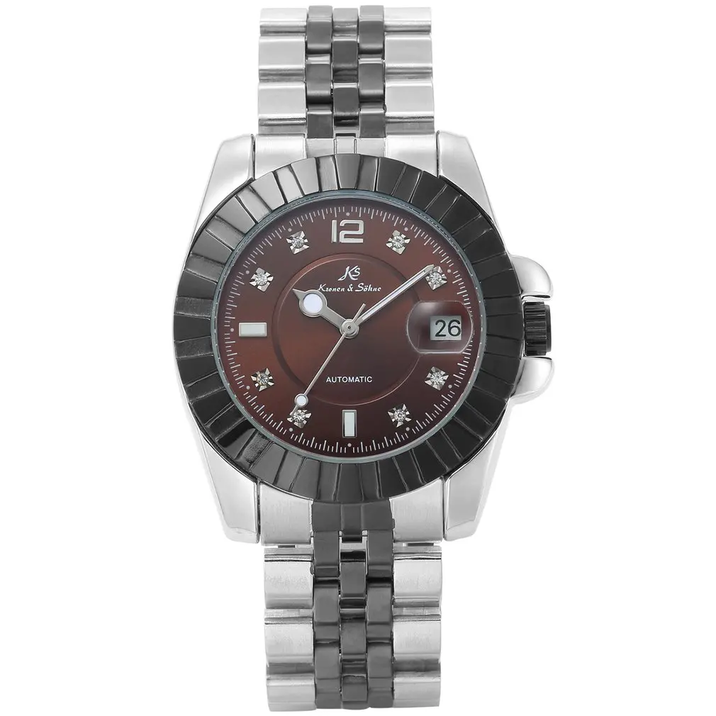 

KS Brand Imperial Rose Gold Black Rhinestone Dots Date Display Automatic Steel Band Men Relogio Masculino Mechanical Watch/KS314