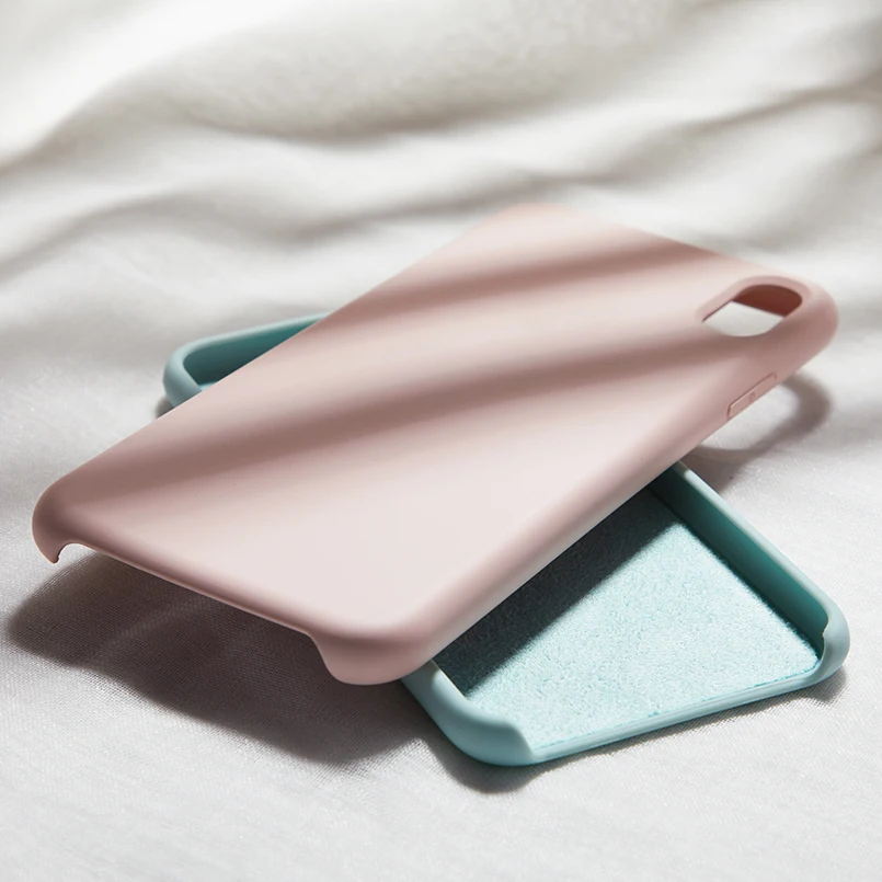 

VZD Original Silicone Case For iPhone 7 8 Xs Max Luxury Case Plain Color Silicon Cover For iPhone 6 6s Plus X XR Funda Coque