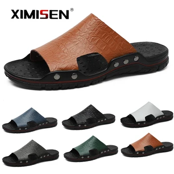 

XIMISEN Genuine Leather Sandals 2020 Trend Outdoor Slippers Summer Anti-slippery Casual Flip Flops Beach Male Men Sandals