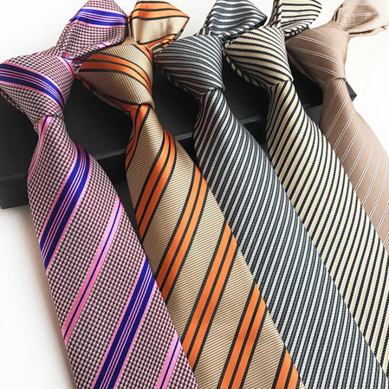 Classic 8cm Formal Tie Black Bule Striped Plaid Jacquard Necktie For Men Business Wedding Neckwear Gift Accessories Ties Gravata