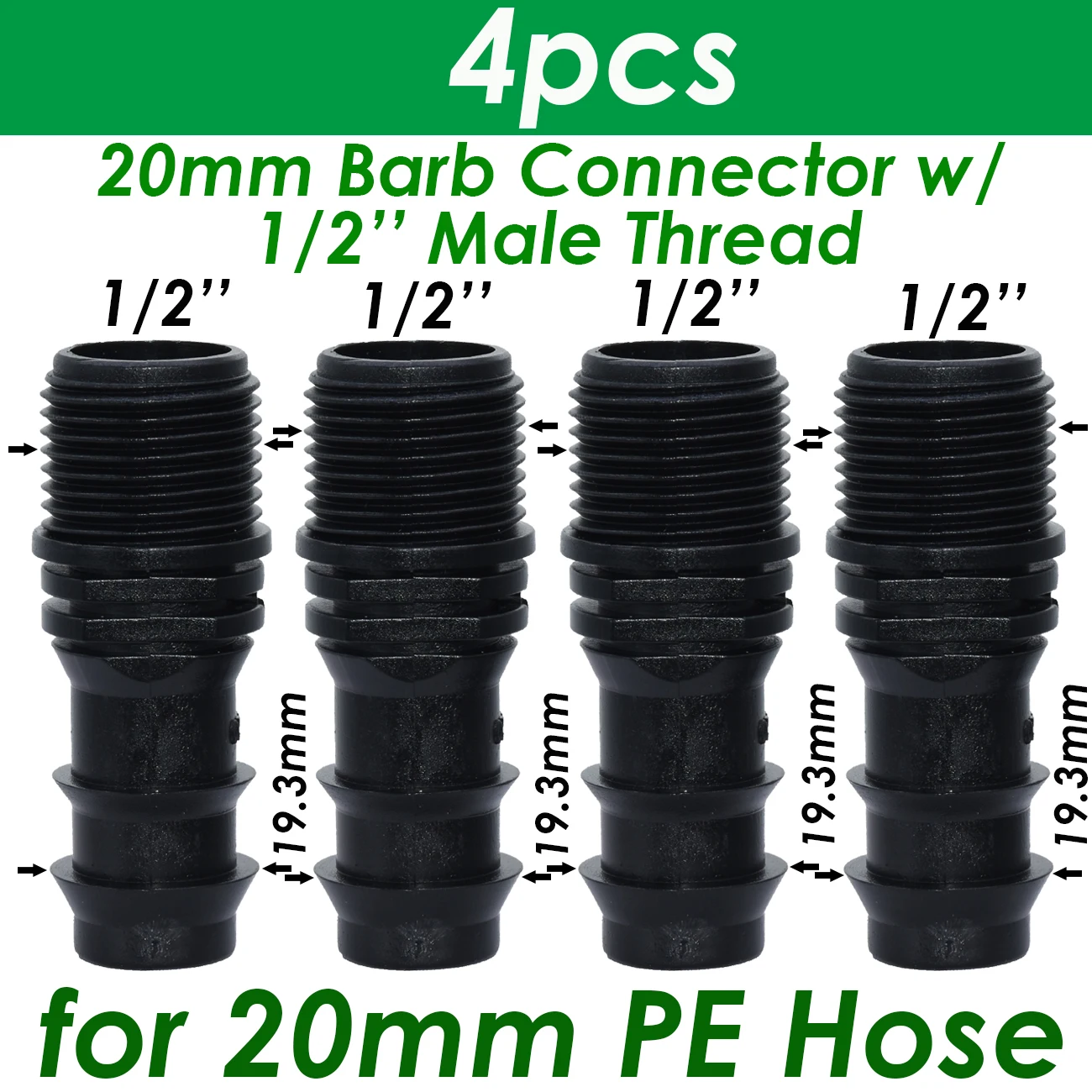 1/2 "3/4" männlich Weiblich Gewinde Stecker Zu Barb 16mm 20mm 25mm PE Schlauch Adapter T ellenbogen Garten Bewässerung Tropf Bewässerung System – Detail 8