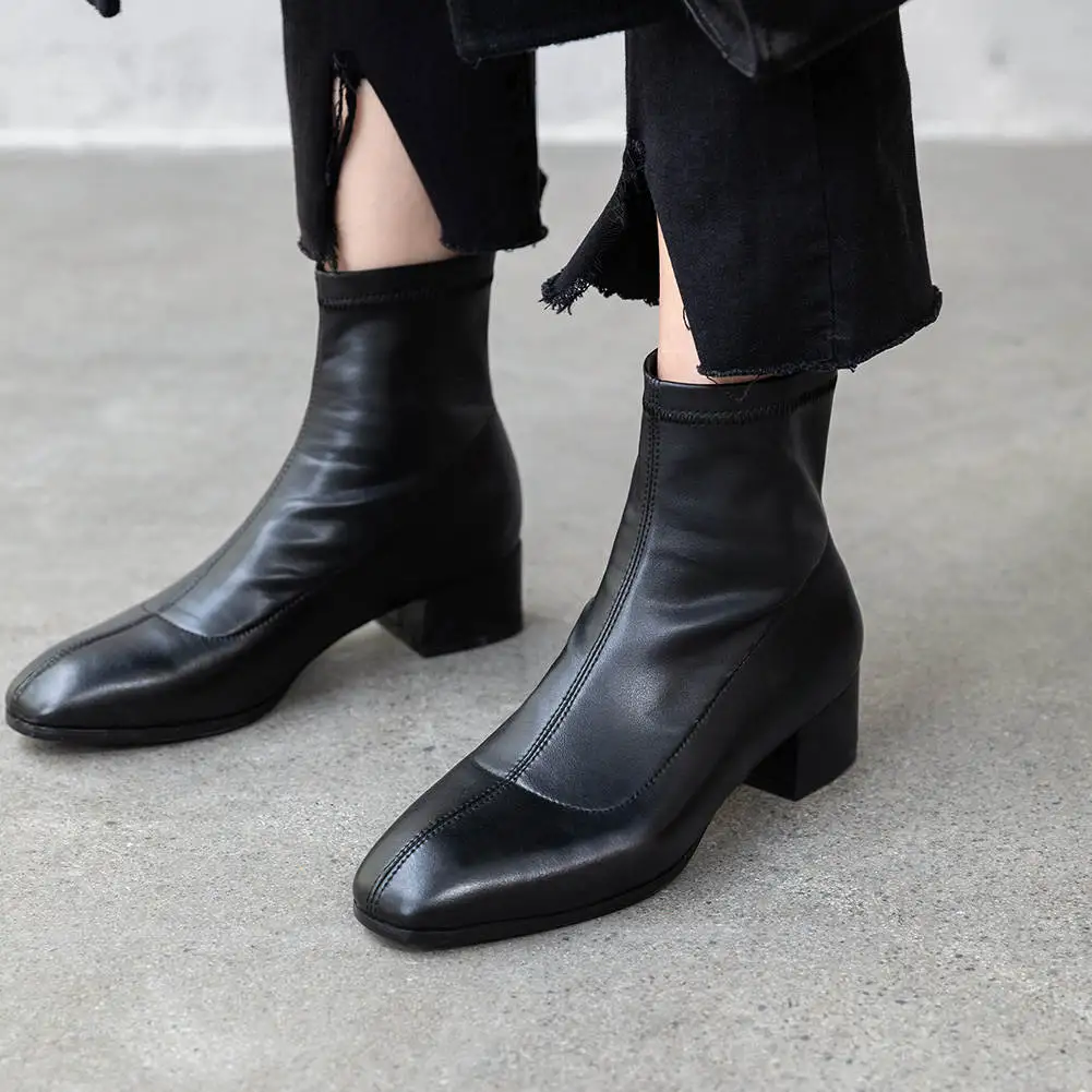

SARAIRIS 2020 Elegant Plus Size 31-43 Shoes Woman Boots Female Shoes Square Heel Elastic Lady Ankle Boots Women Shoe