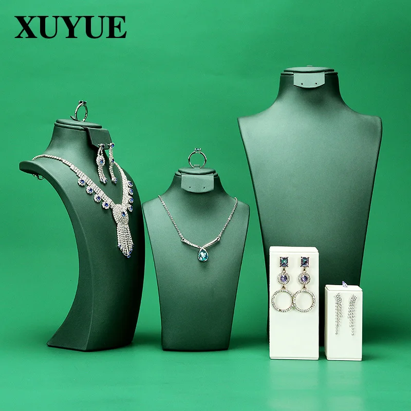 New jewelry display stand green portrait neck jewelry props model necklace earrings ring display stand in stock