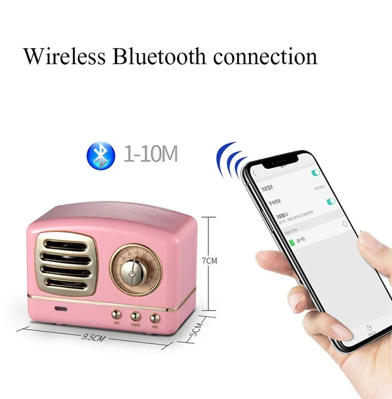 Портативный bluetooth-динамик Ретро Мини Портативный беспроводной bluetooth-колонка USB/TF карта музыкальный плеер HIFI сабвуфер динамик