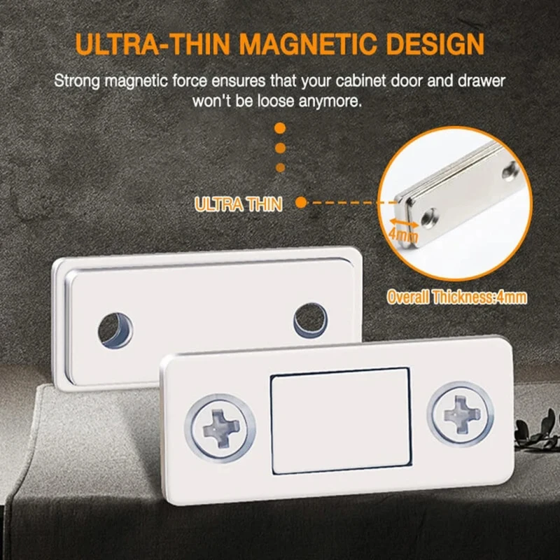 Punch-free Magnetic Strong Door Closer Door Lock Invisible Ultra-thin Latch Magnet Cabinet Screw Sticker Stopper