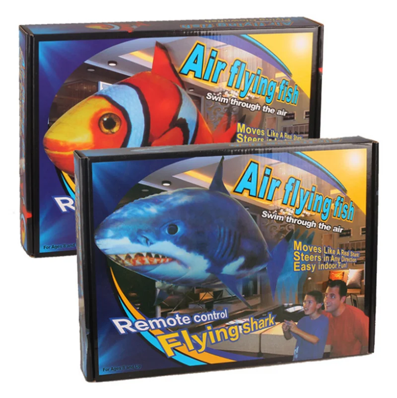 Remote Control Flying Fish Shark Clownfish Electric Air Inflatable Flying Fish Remote Control Toy Gifts for Kids