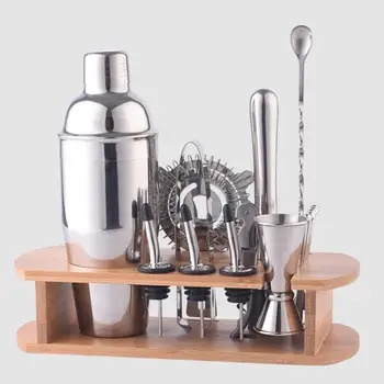 

700ml Durable Stainless Steel Cocktail Milk Tea Shaker Spoon Stand Set Home Bar Supply Wine Maker Tool Set With Stand