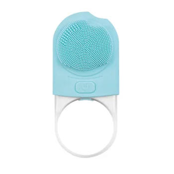 

Warm Magnetic Therapy Electric Silicone Cleansing Iinstrument Ultrasonic Vibration Four-Speed Adjusting Face Washer (Blue)