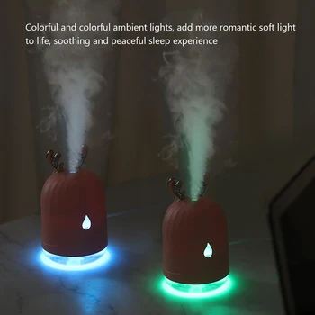 

Maker Refresher Humidification Gift 220ML Cute Antlers Mini Humidifier Mute Aroma Essential Oil Diffuser with Light Mist