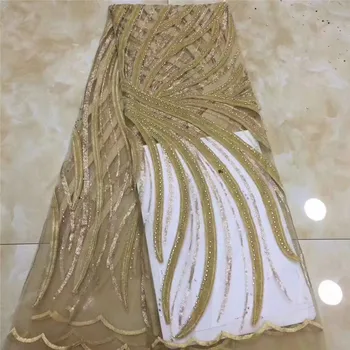 

Golden velvet Latest African Cord Lace Fabrics High Quality 2019 Nigerian Lace Fabric For Wedding African Lace Fabric