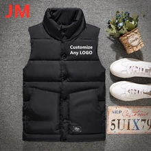 JM мужская куртка без рукавов высокого качества, зимний однотонный хлопковый жилет, теплый жилет с карманами, Классический ретро стиль, аниме топы