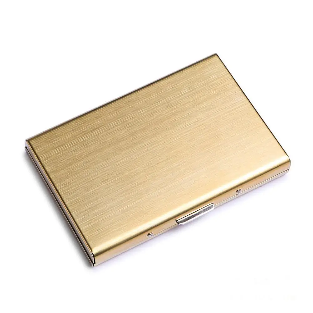 1 PC Aluminum Metal Credit Card Holder Slim Anti-Scan Blocking Wallet Case Business Card Protection - Color: Gold Case