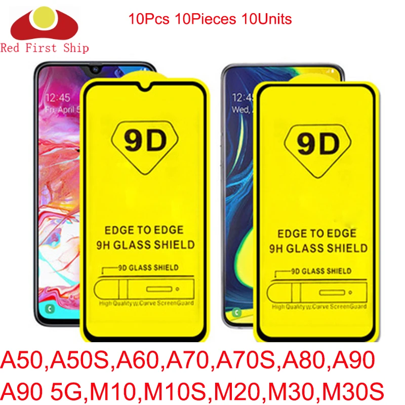 

10Pcs 9D Tempered Glass For Samsung Galaxy A50 A50S A60 A70 A70S A80 A90 5G screen Protector M10 M10S M20 M30 cover film Movie