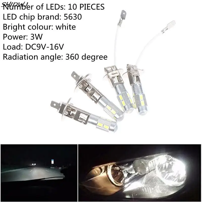 

2Pcs H1 12V 5630 6000K DC LED Car Lamp Auto Light Fog Light Car Headlight Lamps Driving Light Bulb Motorcycle Lamp Car Accessory