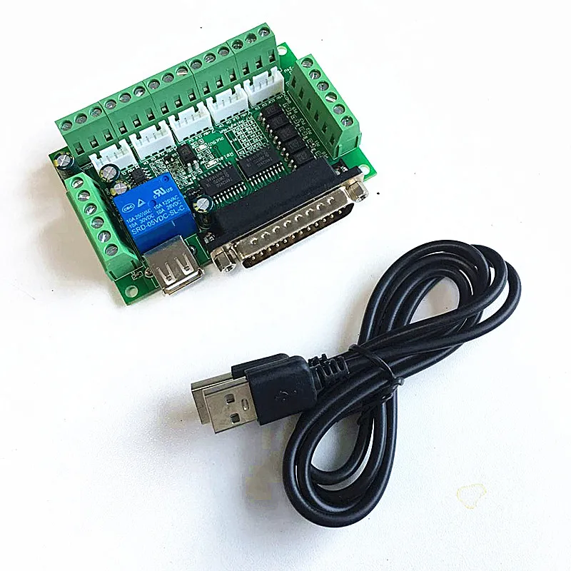 

1pcs MACH3 Engraving machine 5 Axis CNC Breakout Board With Optical Coupler For Stepper Motor drive controller with USB cable