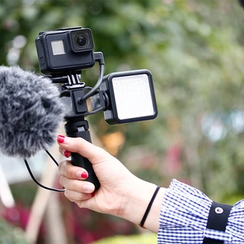 

HOT-Gp-1 Gopro Vlogging Stand Bracket 2 Cold Shoe Mount 1/4 Inch Screw for Gopro Hero 7 6 5 Sjcam Dji Osmo Action Sport Cameras(