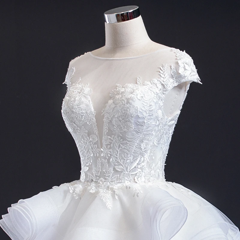 J67031 jancamber vestido de noiva свадебные платья принцессы с круглым вырезом и кружевной аппликацией, многоуровневые свадебные платья