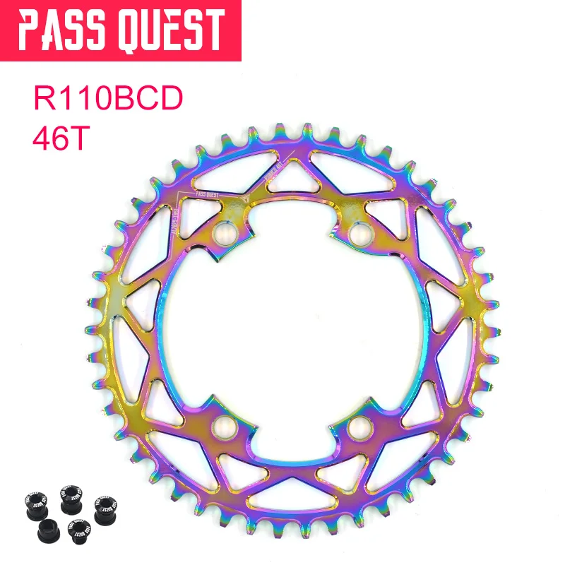 46T Pass Quest R110BCD дорожный велосипед с титановым покрытием, круглая узкая широкая цепь, кольцо 40 T-52 T, велосипедная цепь/цепное колесо - Цвет: 46T