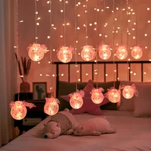 PheiLa Cadena de luces LED para cortina, lámpara de bola de burbuja de Hada, enchufe alimentado para niña y mujer, decoración de su dormitorio, sala de estar y fiestas
