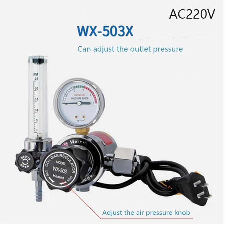 Wx-503x220 Co2 Regulator 220v Co2 Gas Heater Gas Pressure Meter Mig Tig  Welding Regulator - Tool Parts - AliExpress