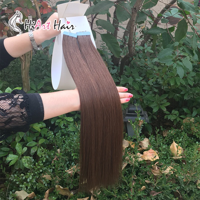 HiArt волосы для наращивания на ленте настоящие человеческие волосы remy для салона двойная лента натуральные волосы прямые волосы для наращивания на ленте 1" 20" 22"