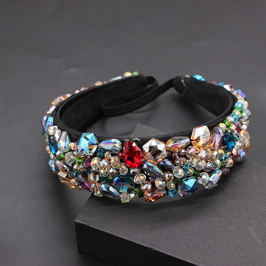 Tanie Wspaniały osobowość z pałąkiem na głowę europa i ameryka barokowy ciężki moda luksusowe kolor dżetów granulki z pałąkiem na głowę 755