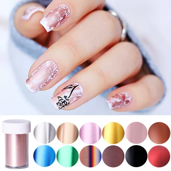 

1PC Charm Mirror Nail Foils Polish Stickers Metal Color sparkly Paper Transfer Foil Wraps Adhesive Decals Nail Art Decorations