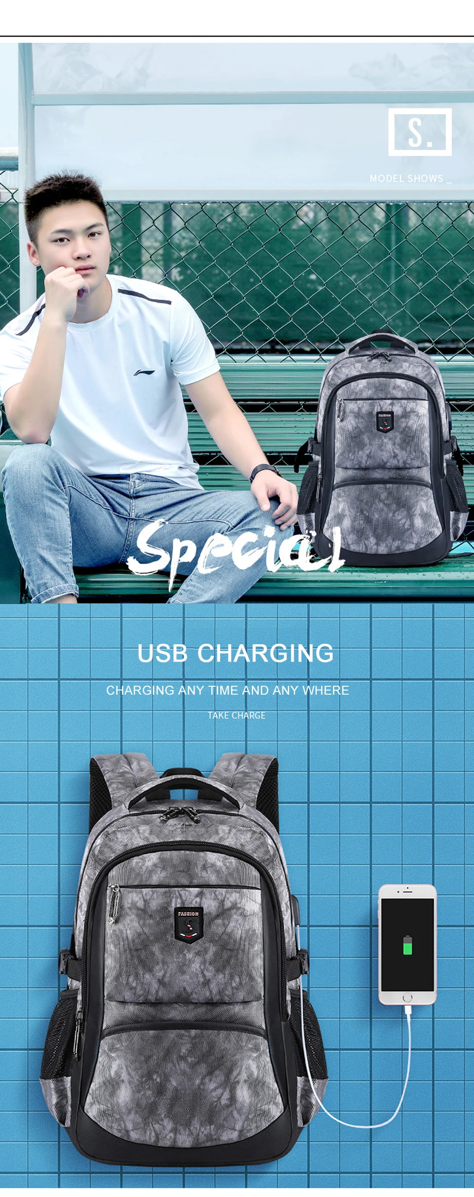 Women Backpack Student Bagpack Female College University School Laptop Bag Men Waterproof USB Charging Notebook Male Bags Pack (6)