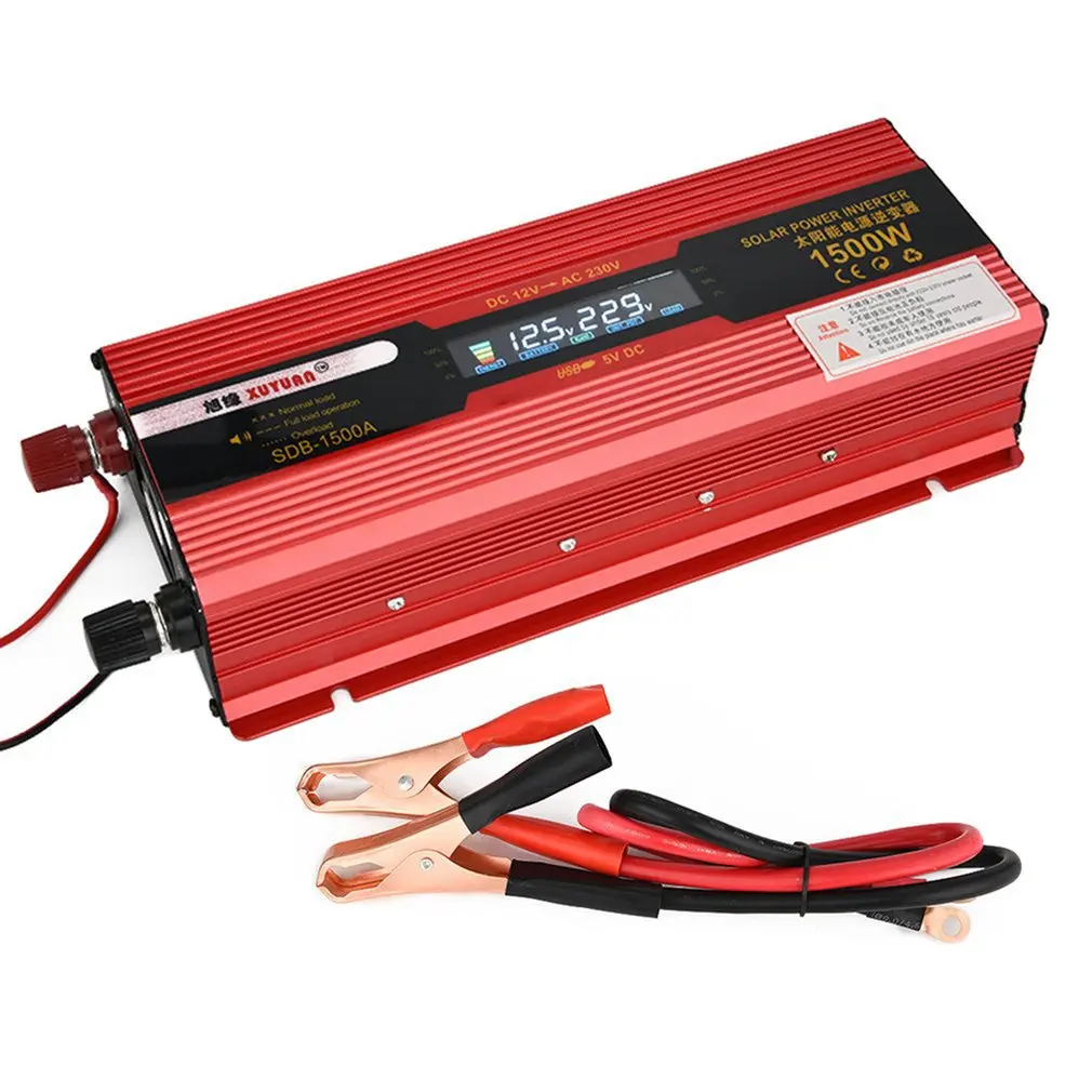XUYUAN автомобильный инвертор DC12V 50 Гц красный Преобразователь мощности инвертор с экраном дисплея с usb-портом система охлаждения вентилятора