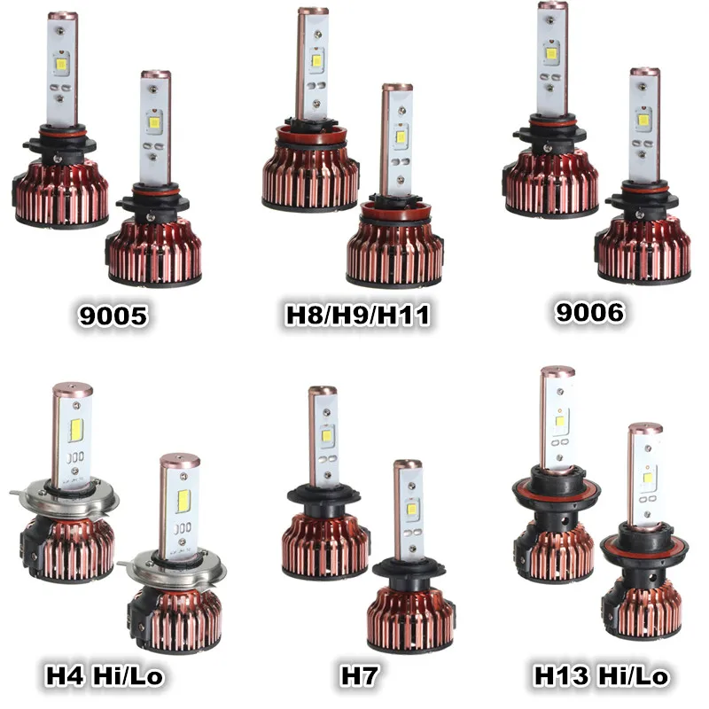 1 пара 80 Вт/50 Вт H4 H13 50 Вт H7 H8/9/11 лет 9005 9006 светодиодный фар Conversion Kit лампы белого цвета высокого Мощность 6000 К фар автомобиля
