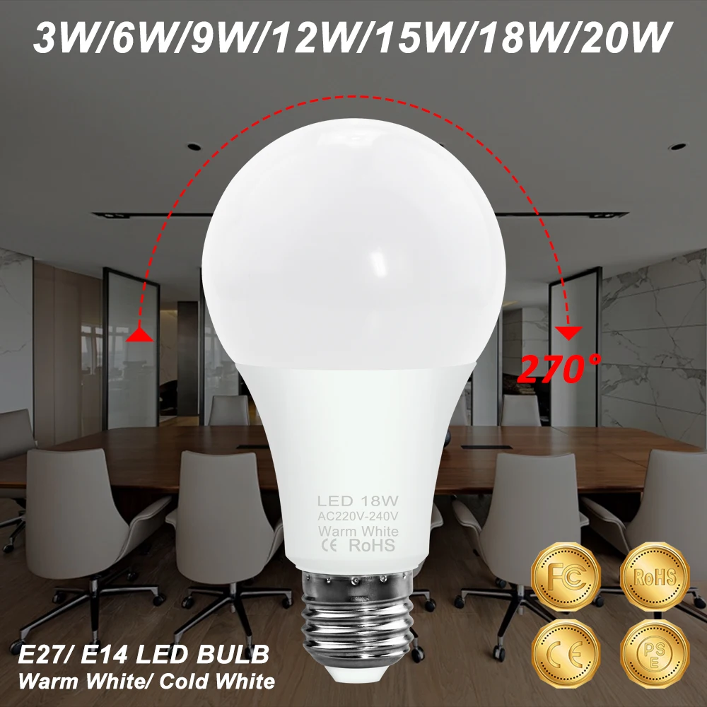 LED Bulb E27 3W 6W 9W 12W 15W 18W 20W Ampoule LED Spotlight E14 LED Lamp 220V Home Light Bulb SMD 2835 Bombillas Indoor Lighting LED Bulb E27 3W 6W 9W 12W 15W 18W 20W Ampoule LED Spotlight E14 LED Lamp 220V Home Light Bulb SMD 2835 Bombillas Indoor Lighting