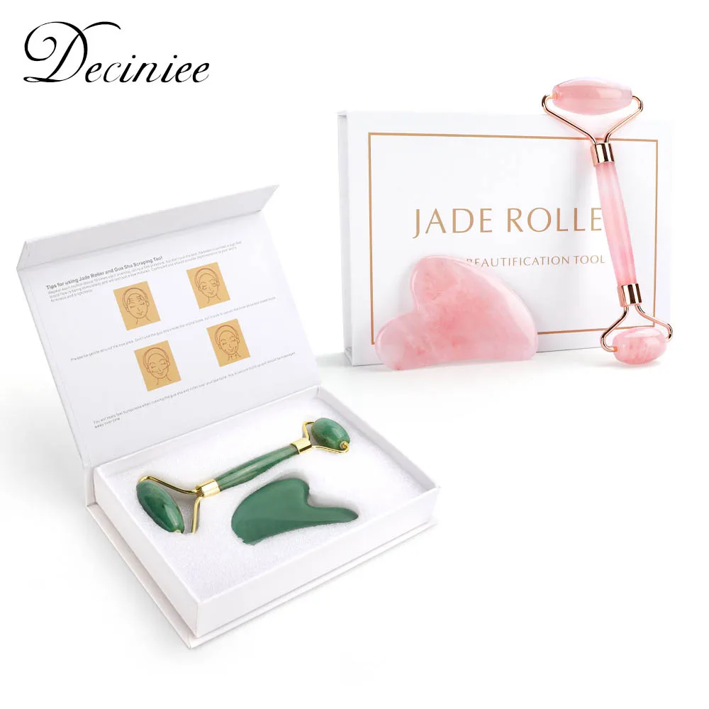 Scraper Roller Beauty-Massage-Tool Face-Lifting Gua Jade-Stone Rose-Quartz Natural Sha-Board