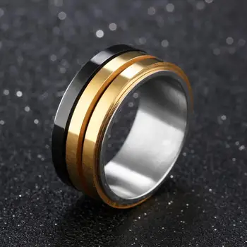 

Stainless steel ring men rings for men luxury brand fashion trend retro round black gold cross Titanium Steel finger ring sets