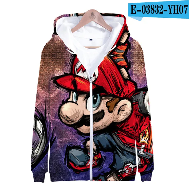 Супер Марио Bros. 3D Толстовка с капюшоном, флисовая толстовка Super Smash Bros, толстовки Harajuku, мужской спортивный костюм, хип-хоп куртка на молнии, пальто, одежда - Цвет: 3dLL-322