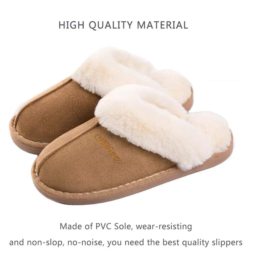 winter slippers Solid Fluffy Slip-On House Indoor Outdoor home slippers women Shoes Warm Slippers shoes woman fur slides тапочки