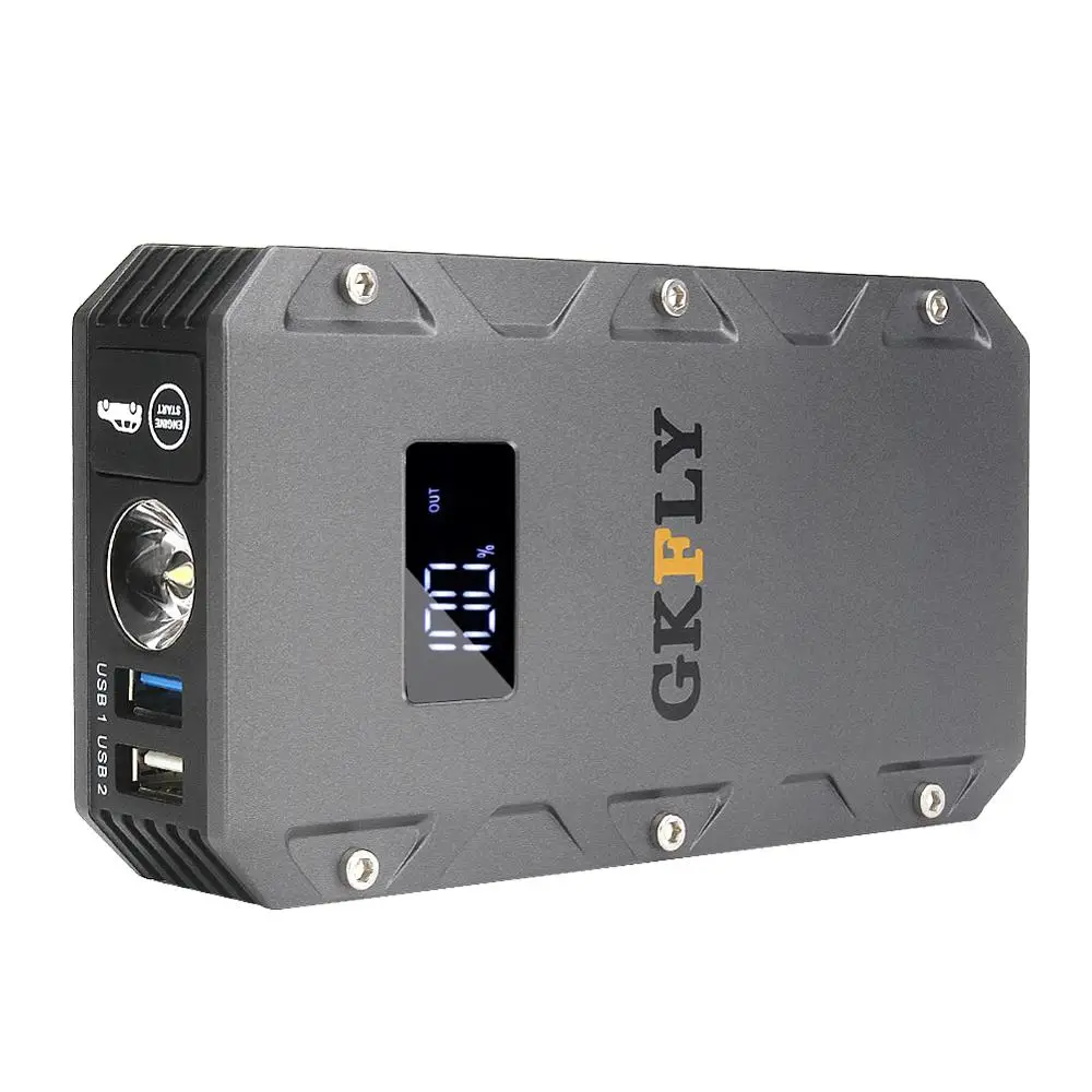 GKFLY High Capacity Mini Jump Starter 12V 1500A Starting Cables Device Multi-function Portable Powe